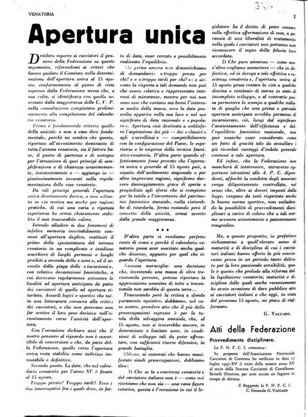 Venatoria ufficiale della Federazione nazionale fascista cacciatori italiani, delle Commissioni venatorie prov. e delle Associazioni prov. cacciatori