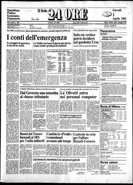 Il sole-24 ore : quotidiano politico economico finanziario / fondato nel 1865