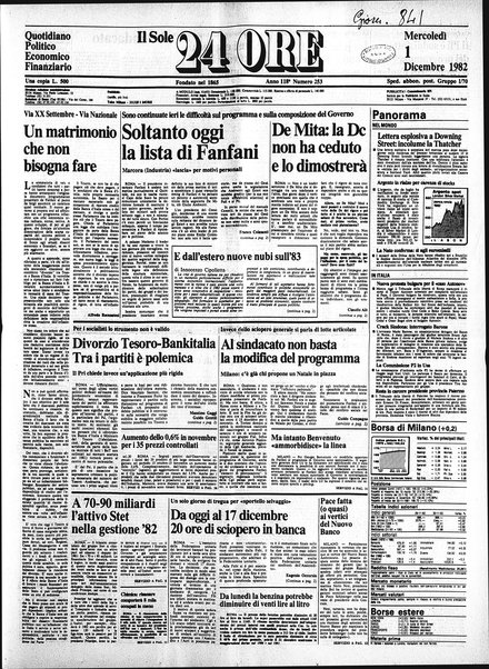 Il sole-24 ore : quotidiano politico economico finanziario / fondato nel 1865