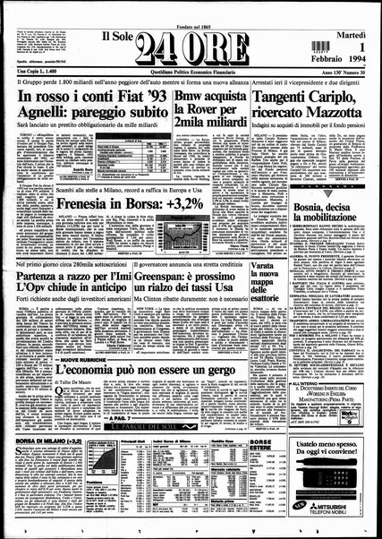 Il sole-24 ore : quotidiano politico economico finanziario / fondato nel 1865