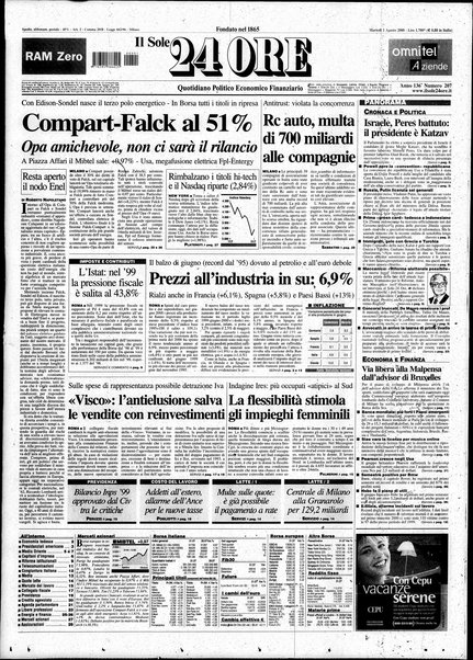 Il sole-24 ore : quotidiano politico economico finanziario / fondato nel 1865