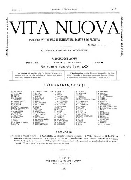 Vita nuova periodico settimanale di letteratura, d'arte e di filosofia