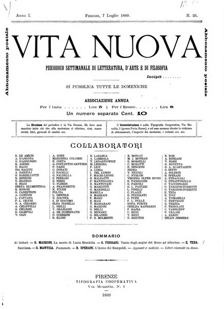 Vita nuova periodico settimanale di letteratura, d'arte e di filosofia