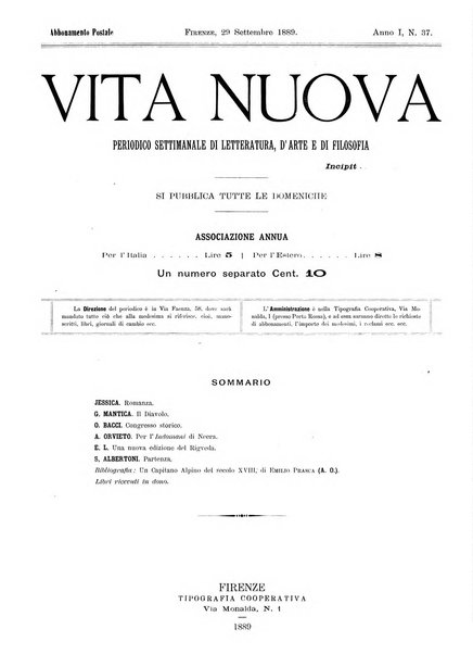 Vita nuova periodico settimanale di letteratura, d'arte e di filosofia