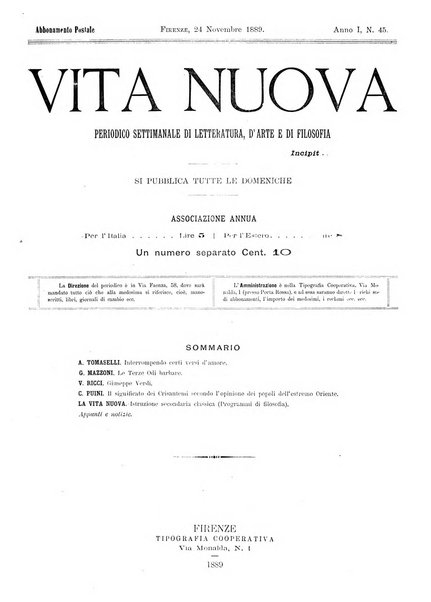 Vita nuova periodico settimanale di letteratura, d'arte e di filosofia