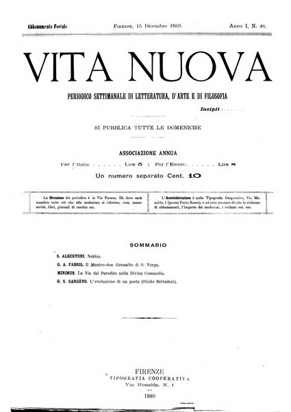 Vita nuova periodico settimanale di letteratura, d'arte e di filosofia