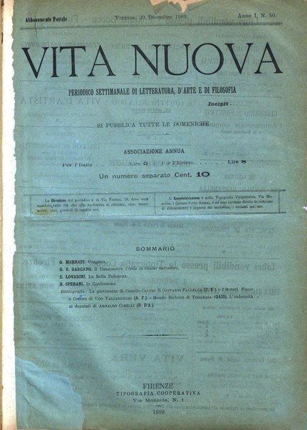 Vita nuova periodico settimanale di letteratura, d'arte e di filosofia