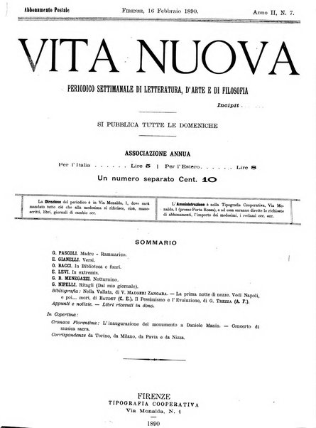 Vita nuova periodico settimanale di letteratura, d'arte e di filosofia