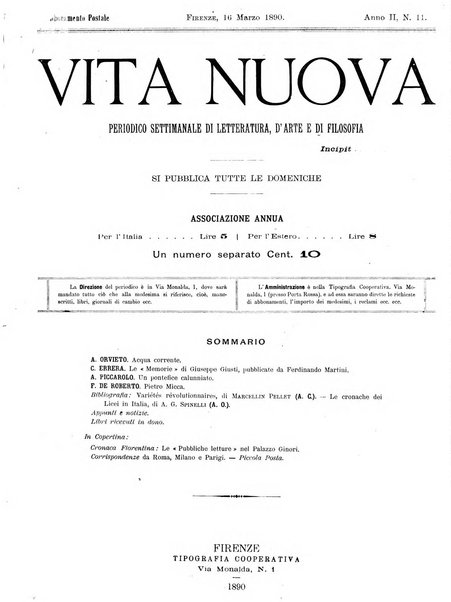 Vita nuova periodico settimanale di letteratura, d'arte e di filosofia