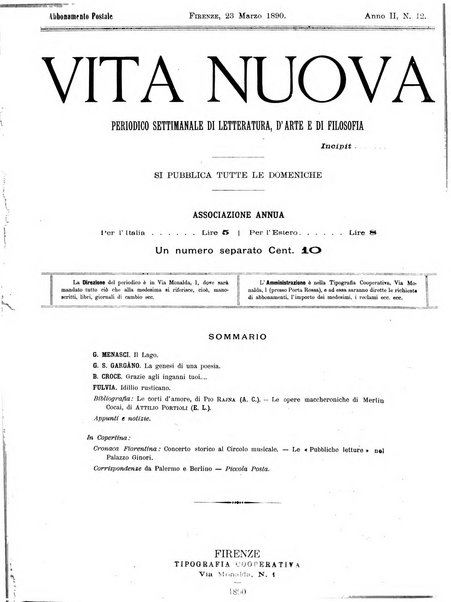 Vita nuova periodico settimanale di letteratura, d'arte e di filosofia