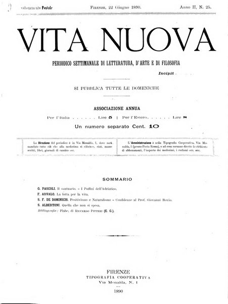 Vita nuova periodico settimanale di letteratura, d'arte e di filosofia