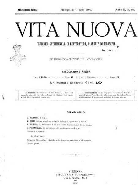 Vita nuova periodico settimanale di letteratura, d'arte e di filosofia