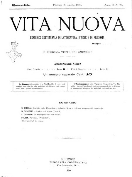 Vita nuova periodico settimanale di letteratura, d'arte e di filosofia