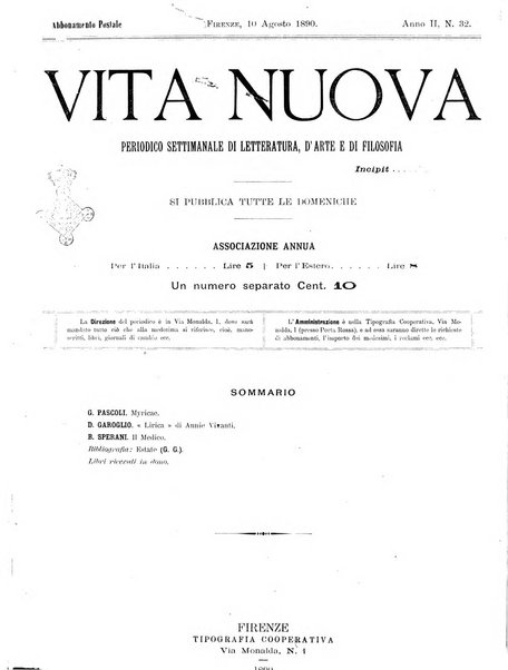 Vita nuova periodico settimanale di letteratura, d'arte e di filosofia