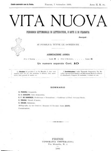 Vita nuova periodico settimanale di letteratura, d'arte e di filosofia