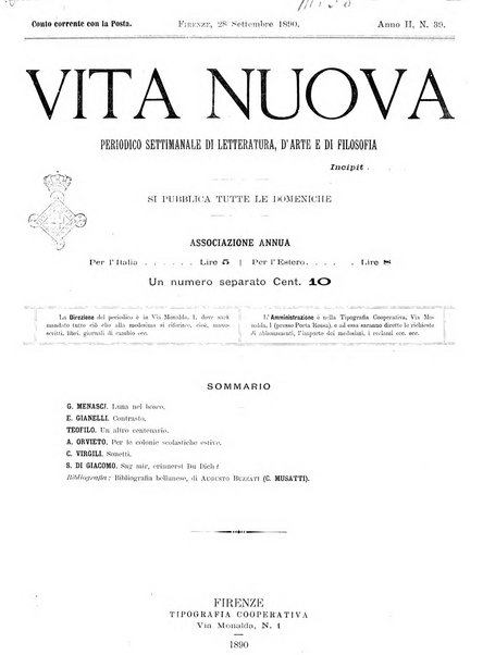 Vita nuova periodico settimanale di letteratura, d'arte e di filosofia