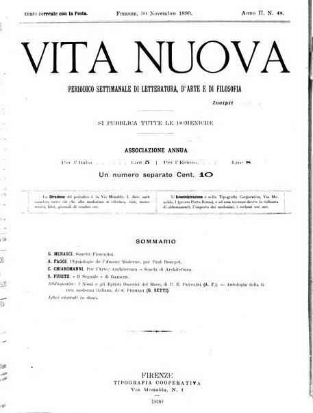 Vita nuova periodico settimanale di letteratura, d'arte e di filosofia