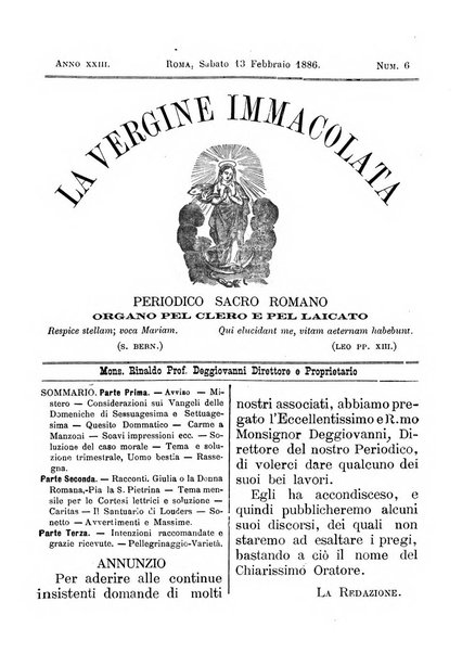 La vergine immacolata periodico sacro romano