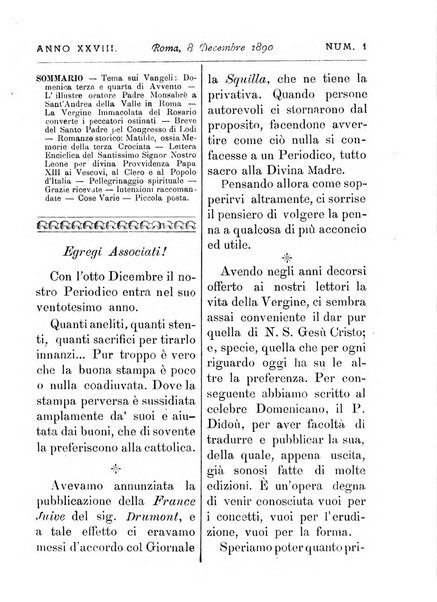 La vergine immacolata periodico sacro romano