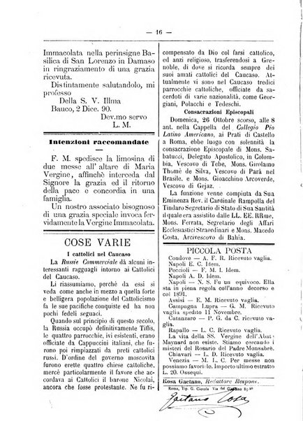 La vergine immacolata periodico sacro romano