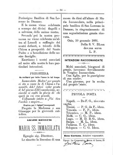 La vergine immacolata periodico sacro romano