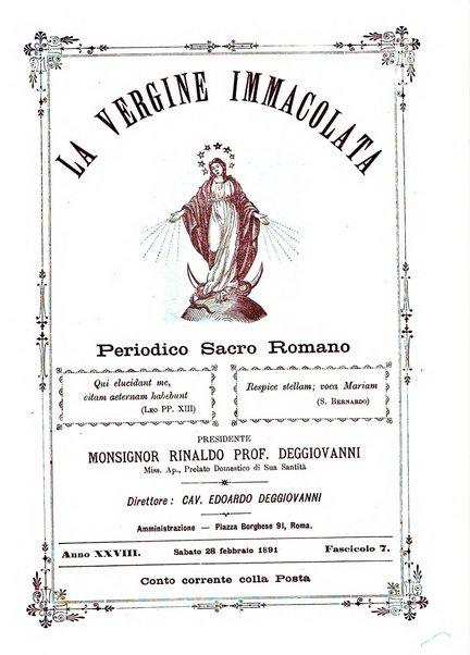 La vergine immacolata periodico sacro romano