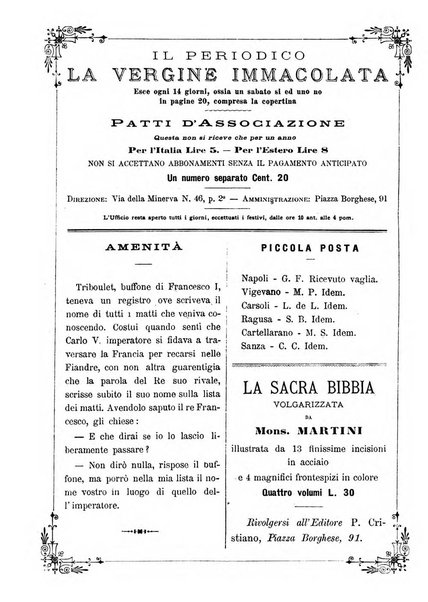 La vergine immacolata periodico sacro romano