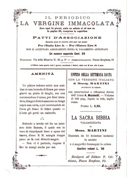 La vergine immacolata periodico sacro romano