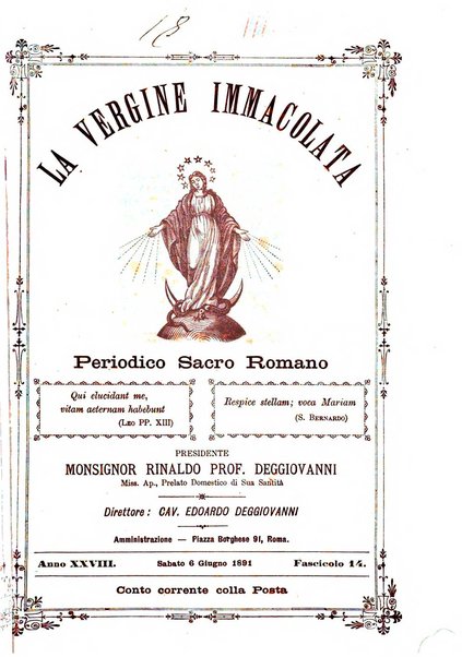 La vergine immacolata periodico sacro romano