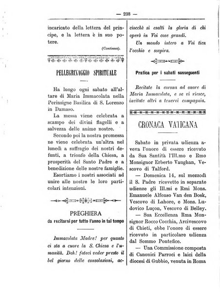 La vergine immacolata periodico sacro romano