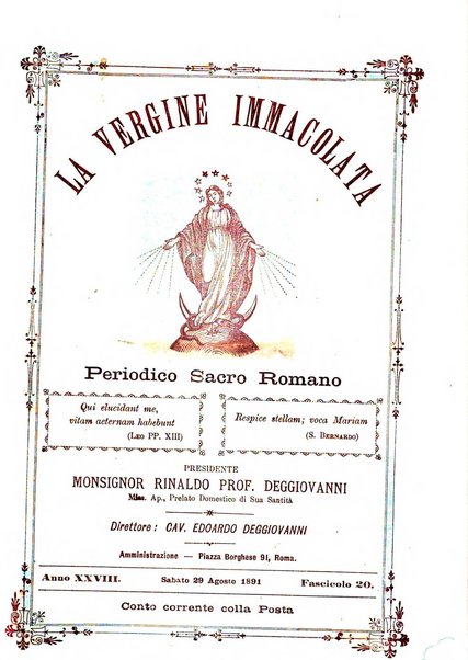 La vergine immacolata periodico sacro romano