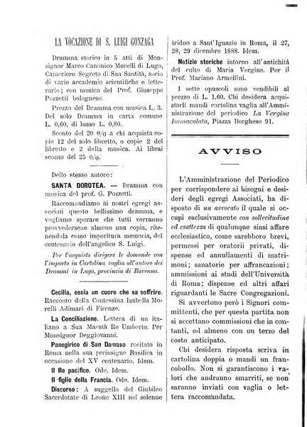 La vergine immacolata periodico sacro romano