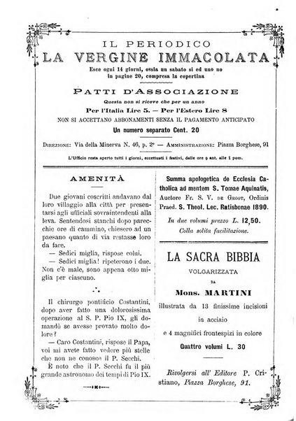 La vergine immacolata periodico sacro romano