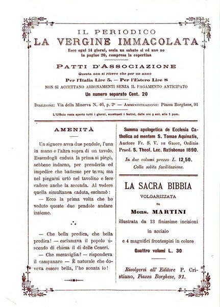 La vergine immacolata periodico sacro romano