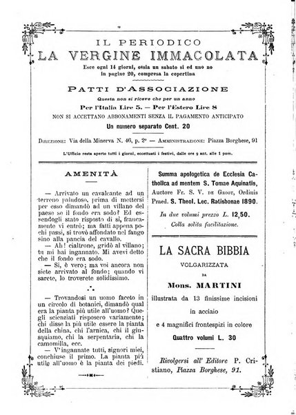 La vergine immacolata periodico sacro romano