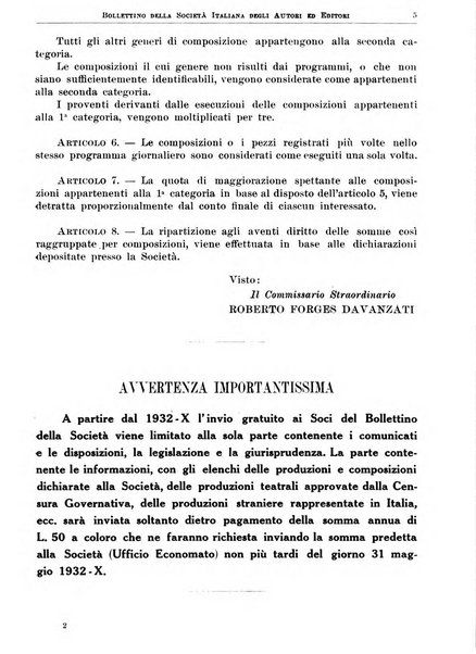 Bollettino della Societa italiana degli autori ed editori