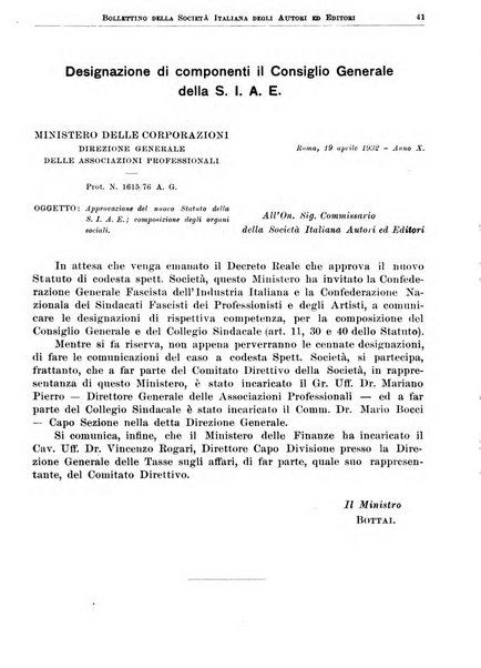 Bollettino della Societa italiana degli autori ed editori