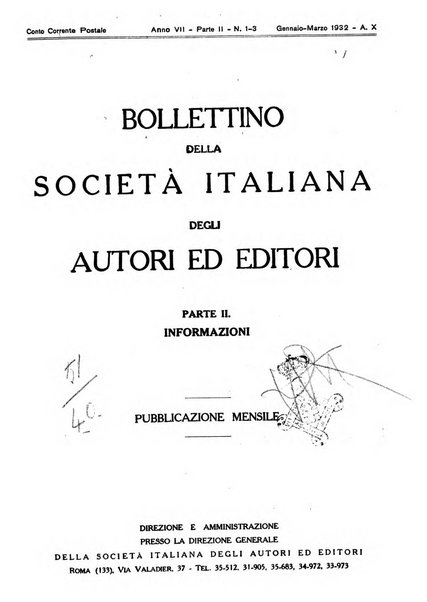 Bollettino della Societa italiana degli autori ed editori