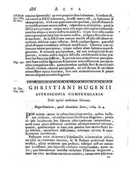 Opuscula omnia actis eruditorum lipsiensibus inserta, quae ad universam mathesim, physicam, medicinam, anatomiam, chirurgiam et philologiam pertinent; nec non epitomae si quae materia vel criticis animadversionibus celebriores