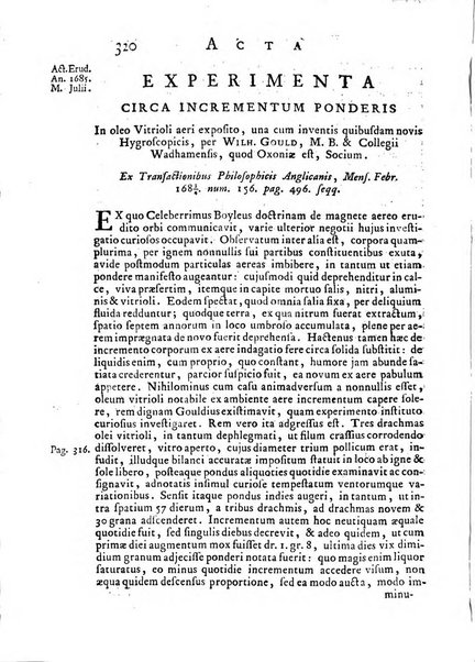 Opuscula omnia actis eruditorum lipsiensibus inserta, quae ad universam mathesim, physicam, medicinam, anatomiam, chirurgiam et philologiam pertinent; nec non epitomae si quae materia vel criticis animadversionibus celebriores