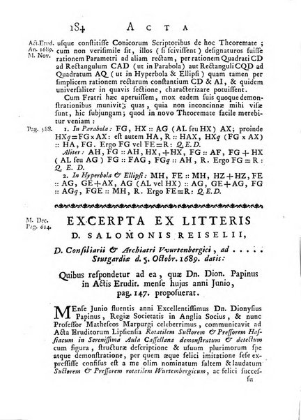 Opuscula omnia actis eruditorum lipsiensibus inserta, quae ad universam mathesim, physicam, medicinam, anatomiam, chirurgiam et philologiam pertinent; nec non epitomae si quae materia vel criticis animadversionibus celebriores