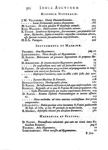 Opuscula omnia actis eruditorum lipsiensibus inserta, quae ad universam mathesim, physicam, medicinam, anatomiam, chirurgiam et philologiam pertinent; nec non epitomae si quae materia vel criticis animadversionibus celebriores