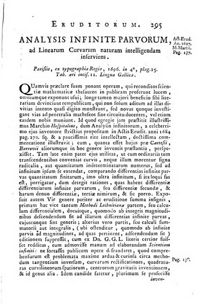 Opuscula omnia actis eruditorum lipsiensibus inserta, quae ad universam mathesim, physicam, medicinam, anatomiam, chirurgiam et philologiam pertinent; nec non epitomae si quae materia vel criticis animadversionibus celebriores