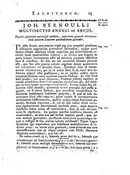 Opuscula omnia actis eruditorum lipsiensibus inserta, quae ad universam mathesim, physicam, medicinam, anatomiam, chirurgiam et philologiam pertinent; nec non epitomae si quae materia vel criticis animadversionibus celebriores