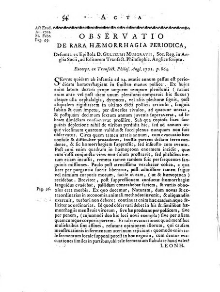 Opuscula omnia actis eruditorum lipsiensibus inserta, quae ad universam mathesim, physicam, medicinam, anatomiam, chirurgiam et philologiam pertinent; nec non epitomae si quae materia vel criticis animadversionibus celebriores