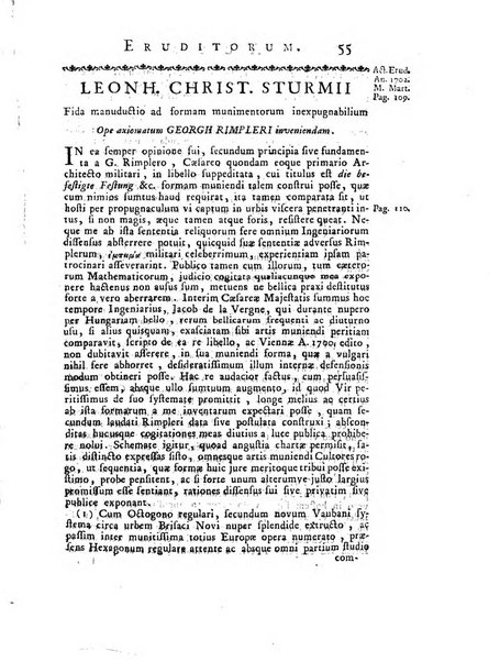 Opuscula omnia actis eruditorum lipsiensibus inserta, quae ad universam mathesim, physicam, medicinam, anatomiam, chirurgiam et philologiam pertinent; nec non epitomae si quae materia vel criticis animadversionibus celebriores