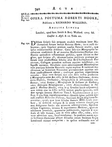 Opuscula omnia actis eruditorum lipsiensibus inserta, quae ad universam mathesim, physicam, medicinam, anatomiam, chirurgiam et philologiam pertinent; nec non epitomae si quae materia vel criticis animadversionibus celebriores