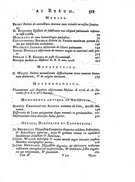 Opuscula omnia actis eruditorum lipsiensibus inserta, quae ad universam mathesim, physicam, medicinam, anatomiam, chirurgiam et philologiam pertinent; nec non epitomae si quae materia vel criticis animadversionibus celebriores