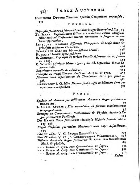 Opuscula omnia actis eruditorum lipsiensibus inserta, quae ad universam mathesim, physicam, medicinam, anatomiam, chirurgiam et philologiam pertinent; nec non epitomae si quae materia vel criticis animadversionibus celebriores