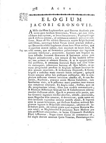 Opuscula omnia actis eruditorum lipsiensibus inserta, quae ad universam mathesim, physicam, medicinam, anatomiam, chirurgiam et philologiam pertinent; nec non epitomae si quae materia vel criticis animadversionibus celebriores